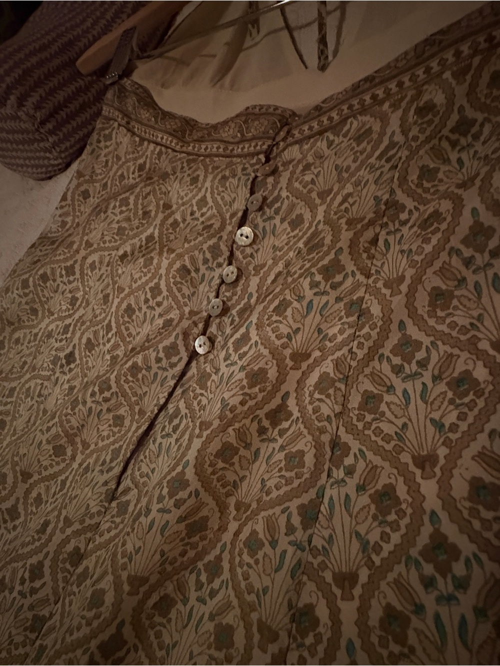 Carolina Herrera Silk Beige and Sage Floral Halter Maxi Dress - Picture 5 of 8